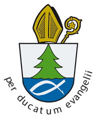Tanne, Fisch und Wahlspruch "per ducatum evangelii" - Wappen von Abt Ambros Ebhart